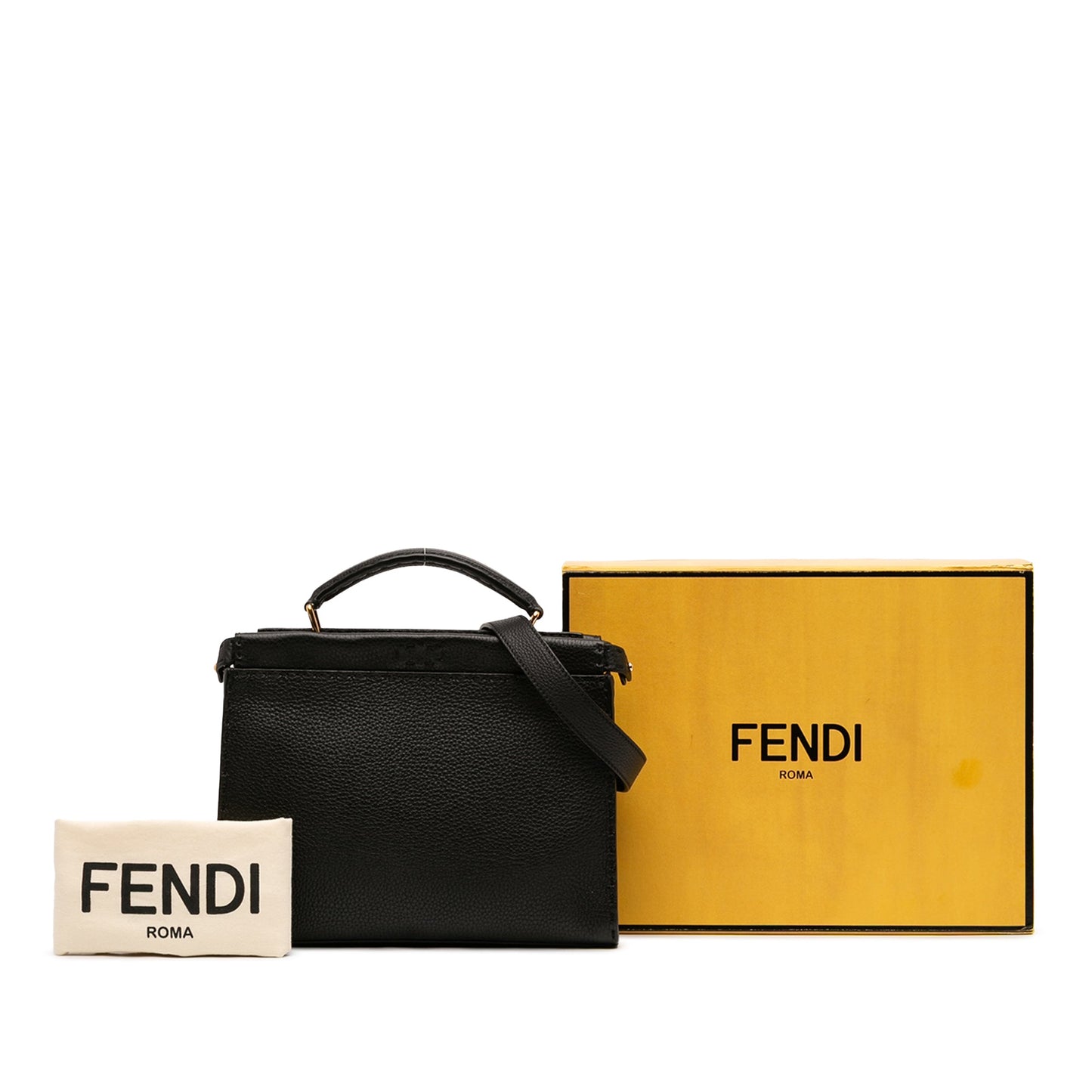 Fendi Mini Calfskin Romano Selleria Peekaboo Iconic Fit Satchel