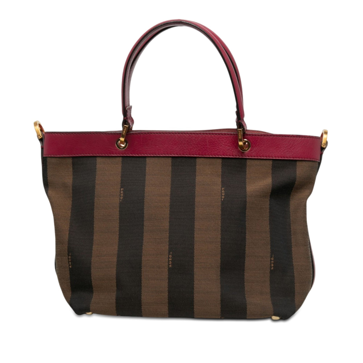 Fendi Large Pequin Canvas Satchel — Brown
