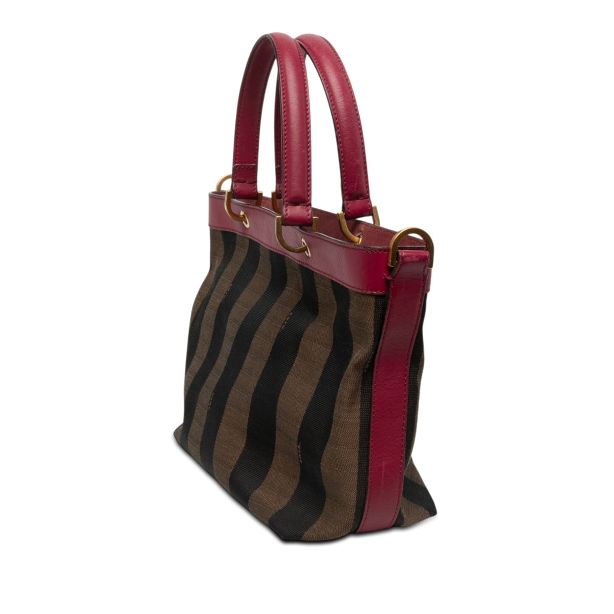 Fendi Large Pequin Canvas Satchel — Brown