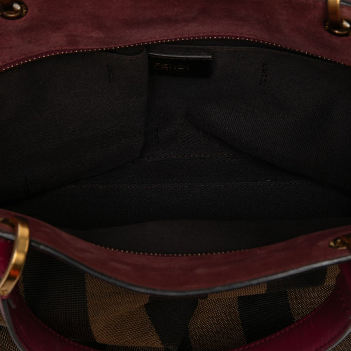 Fendi Large Pequin Canvas Satchel — Brown