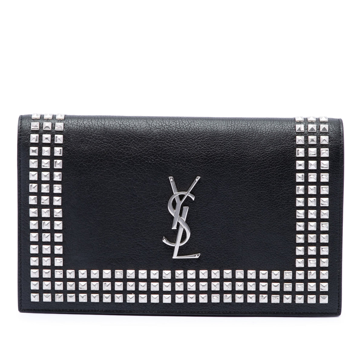 Saint Laurent Studded Leather Monogram Clutch