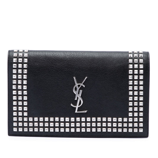 Saint Laurent Studded Leather Monogram Clutch