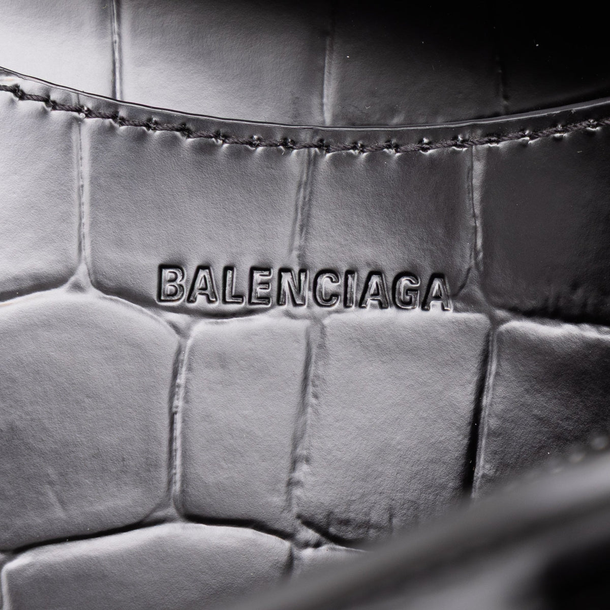 Balenciaga Small Croc Embossed Calfskin Motocross Neo Classic City Satchel