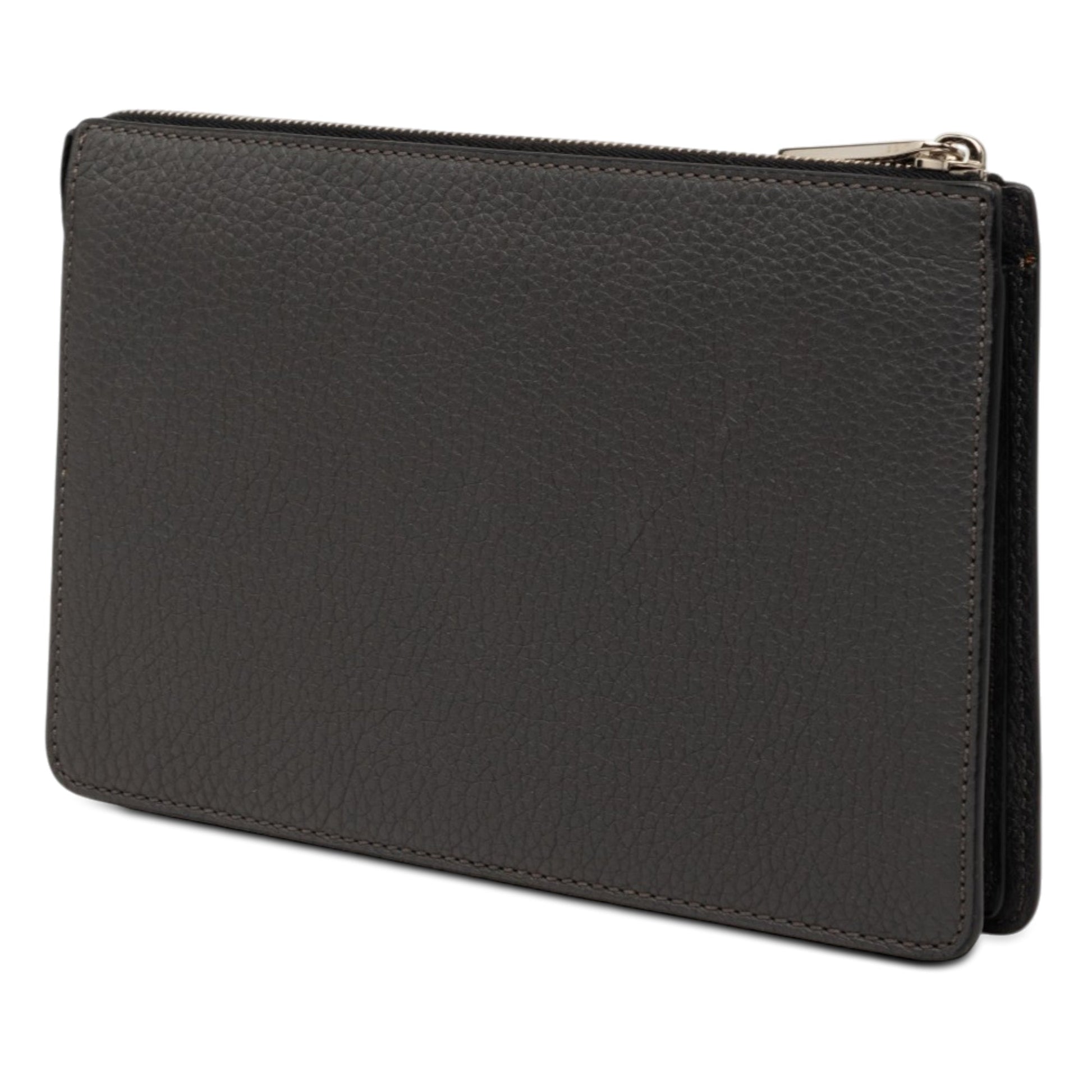 Fendi Grained Leather Roma Selleria Zip Clutch