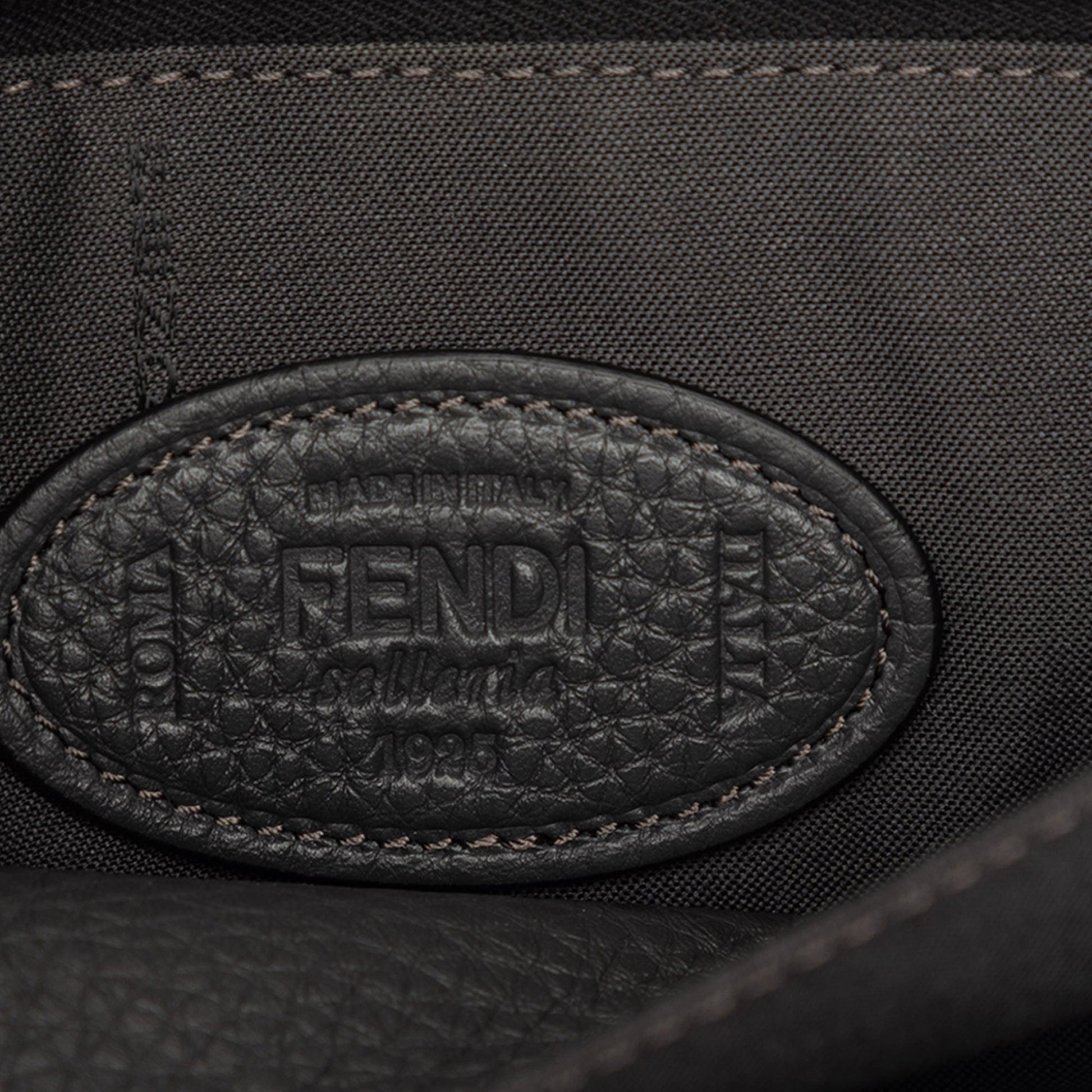 Fendi Grained Leather Roma Selleria Zip Clutch