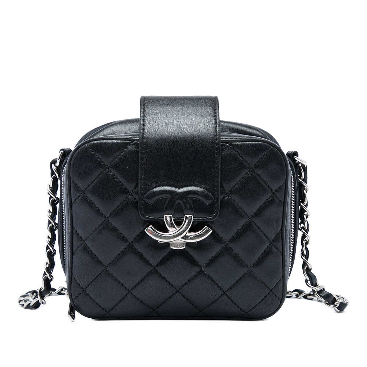 Chanel Mini Quilted Lambskin CC Box Camera Bag — Black