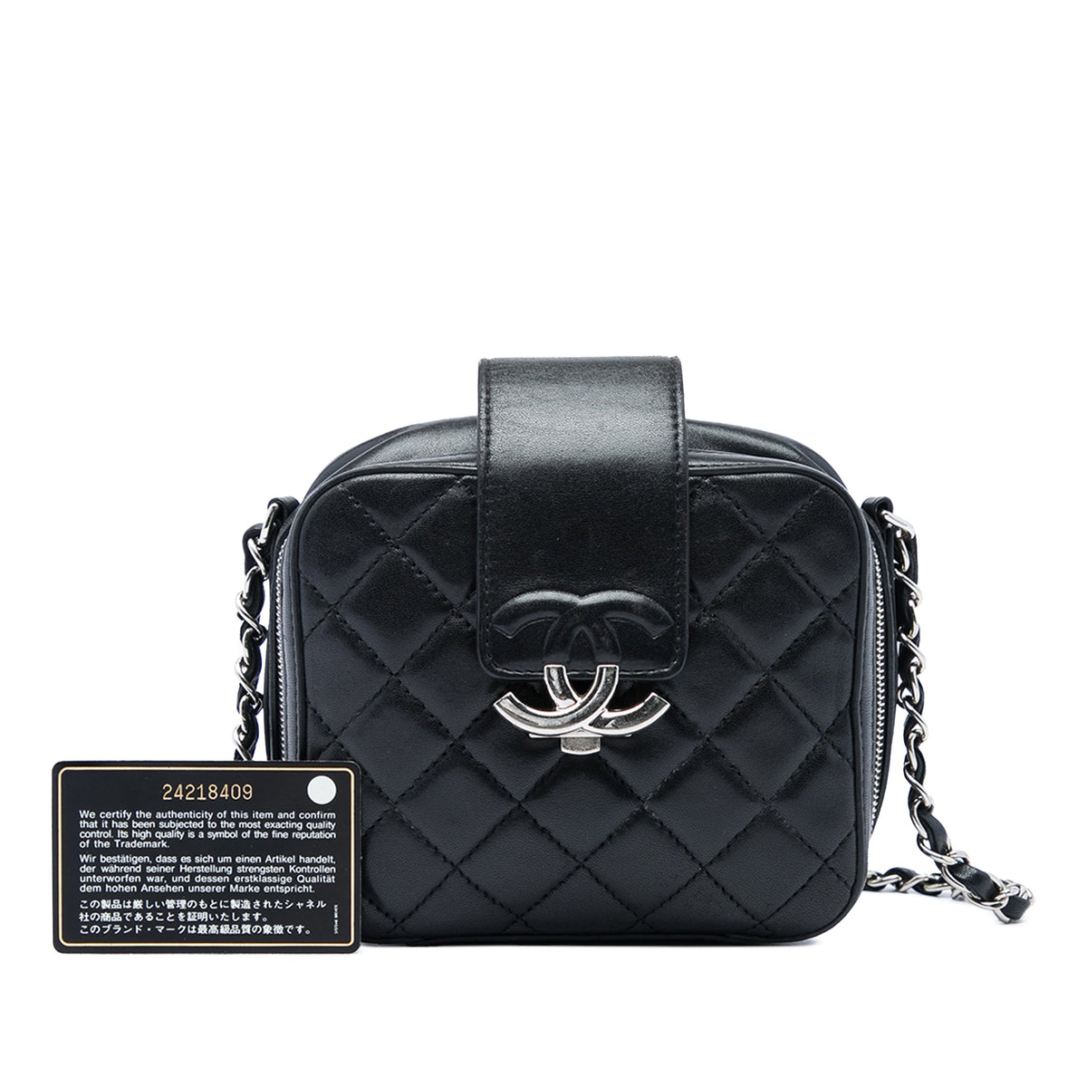 Chanel Mini Quilted Lambskin CC Box Camera Bag — Black