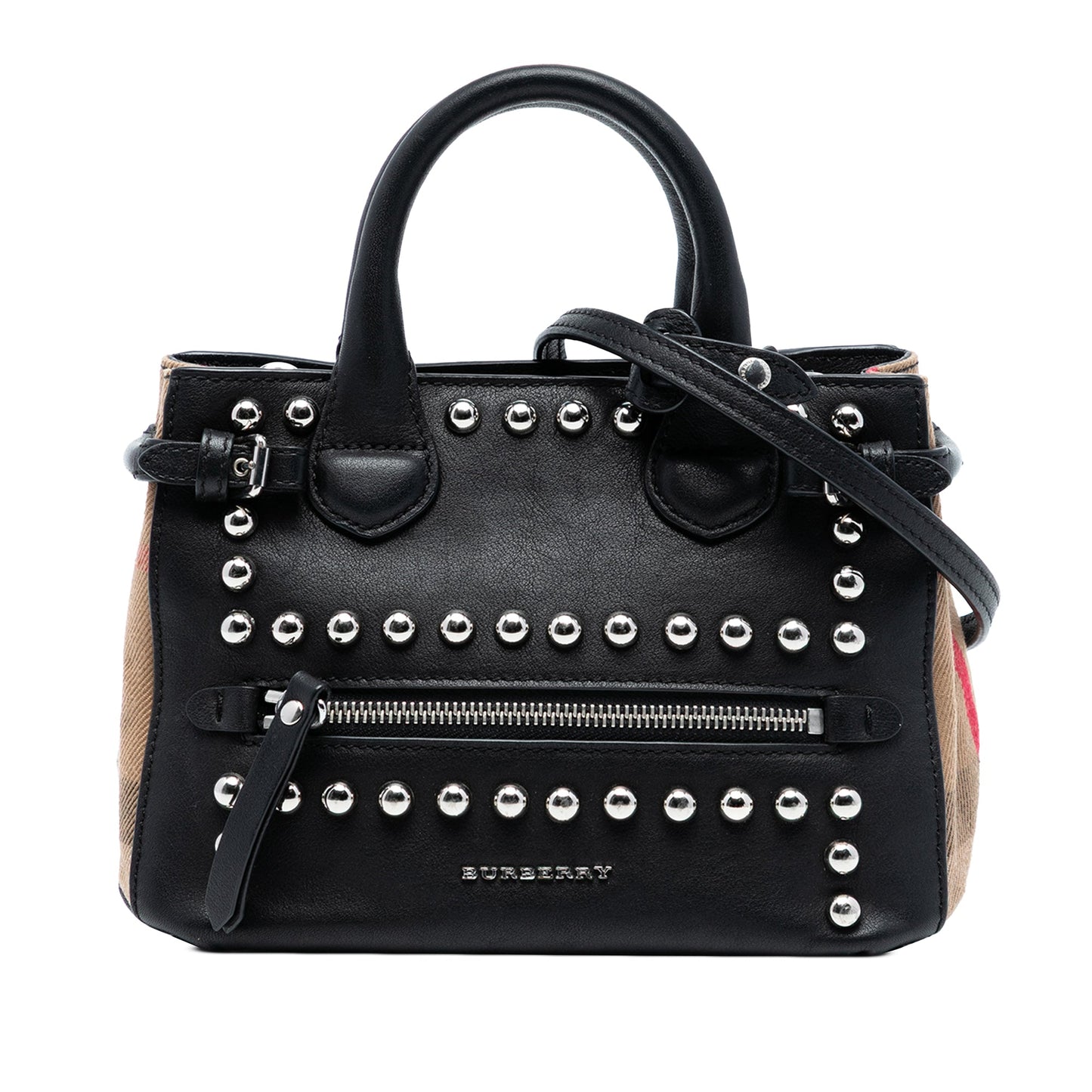 Burberry Baby Banner Studded Leather and House Check Tote