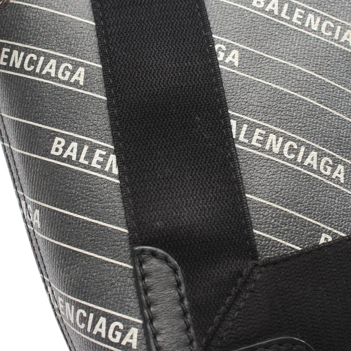 Balenciaga Coated Canvas Logo Navy Cabas Tote XS — Black