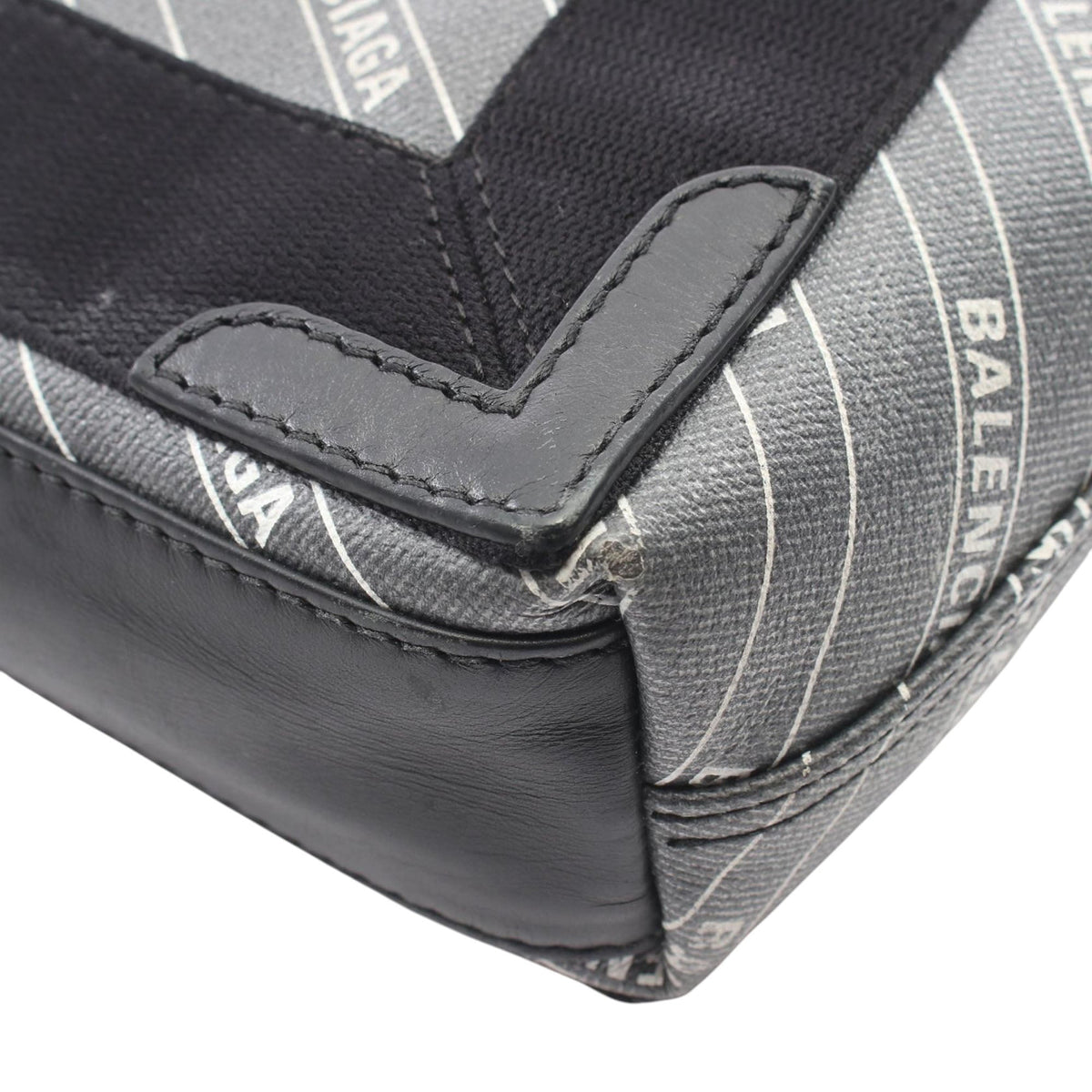Balenciaga Coated Canvas Logo Navy Cabas Tote XS — Black