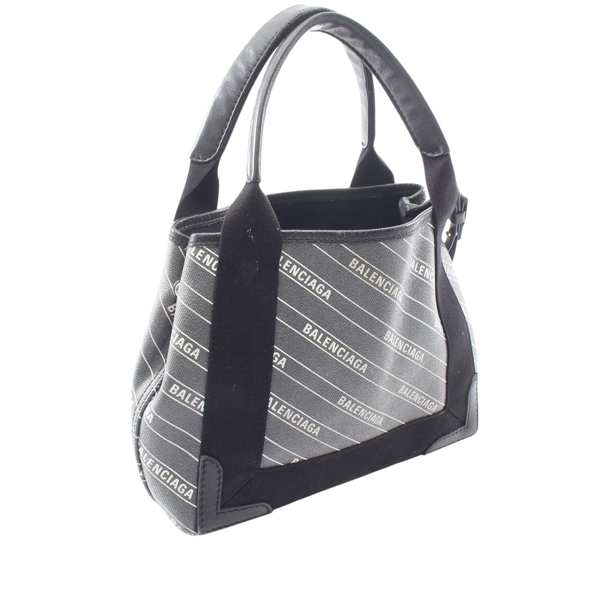 Balenciaga Coated Canvas Logo Navy Cabas Tote XS — Black