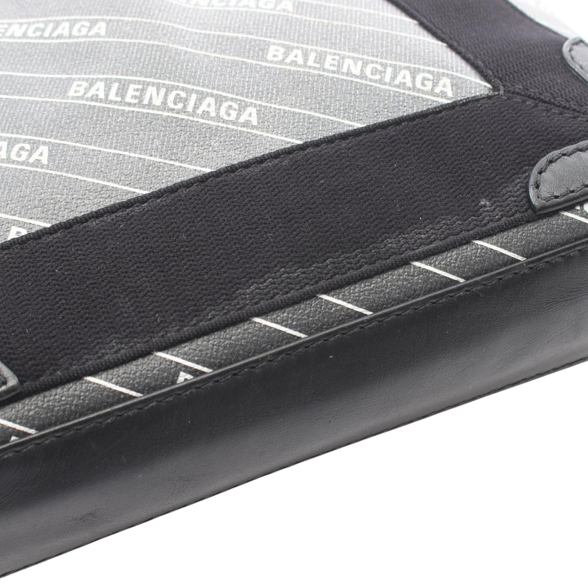 Balenciaga Coated Canvas Logo Navy Cabas Tote XS — Black