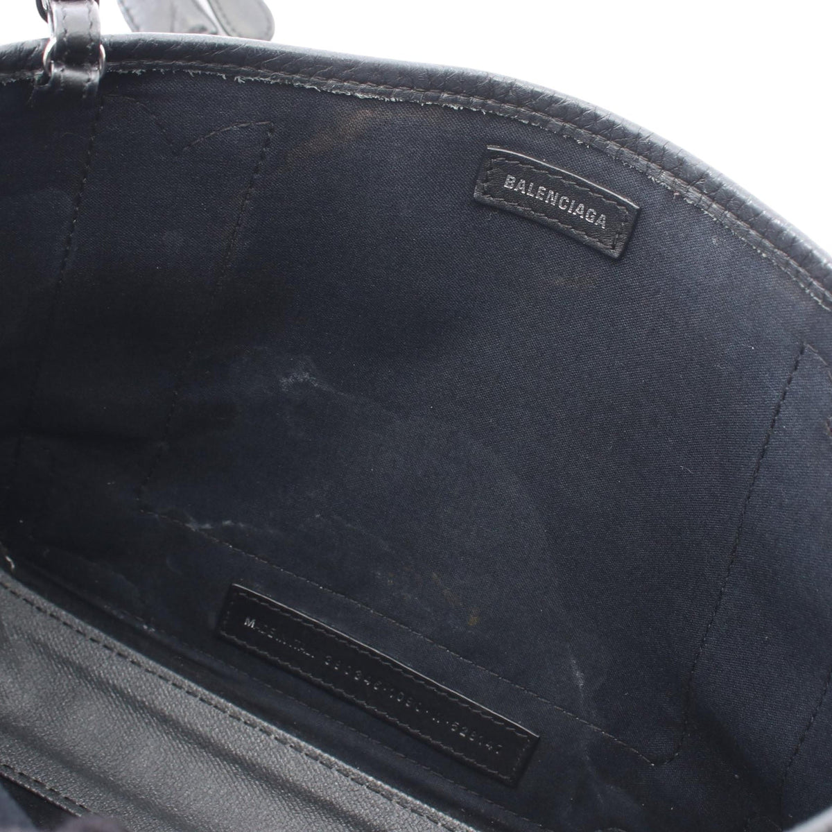 Balenciaga Coated Canvas Logo Navy Cabas Tote XS — Black