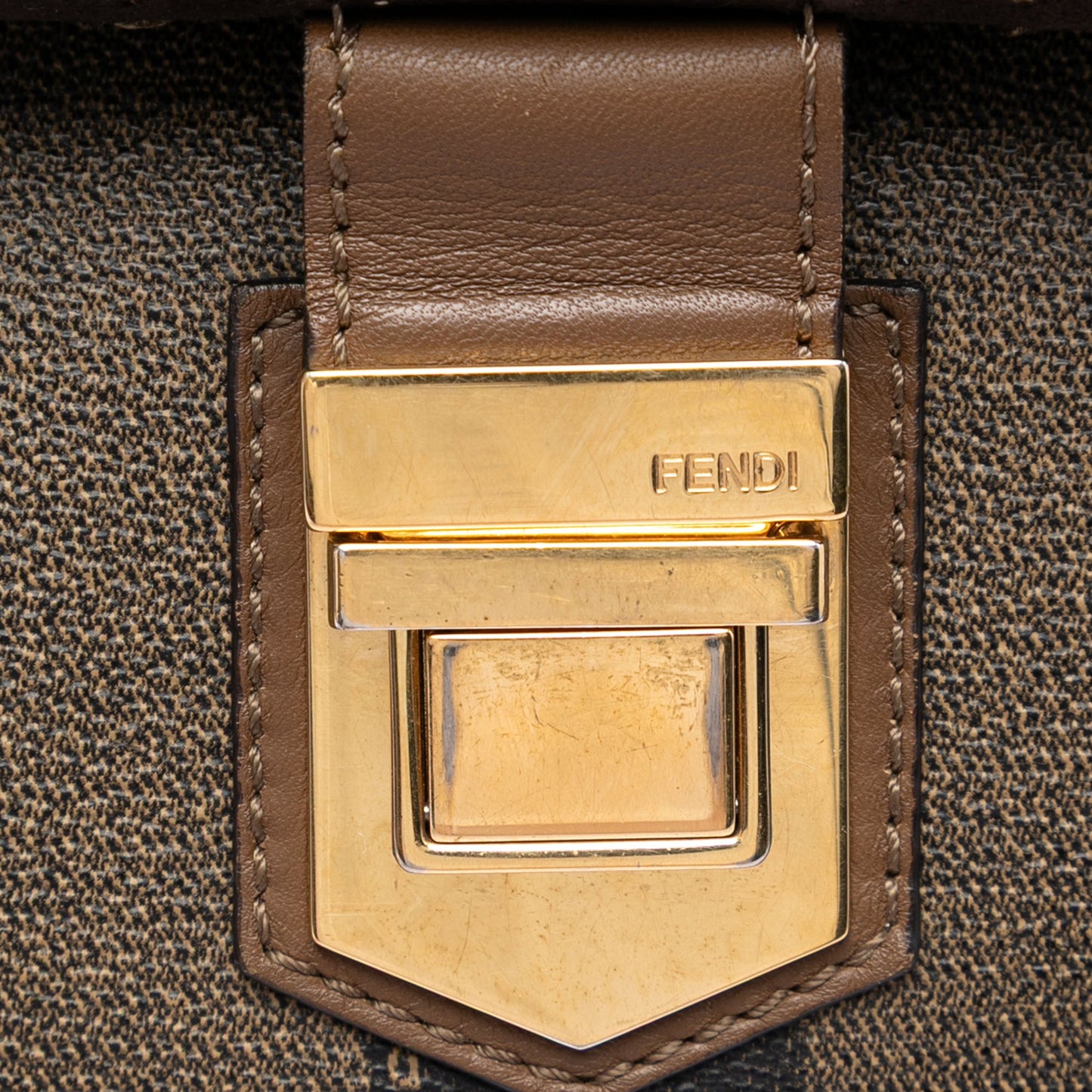 Fendi Pequin Coated Canvas and Leather Silvana Satchel