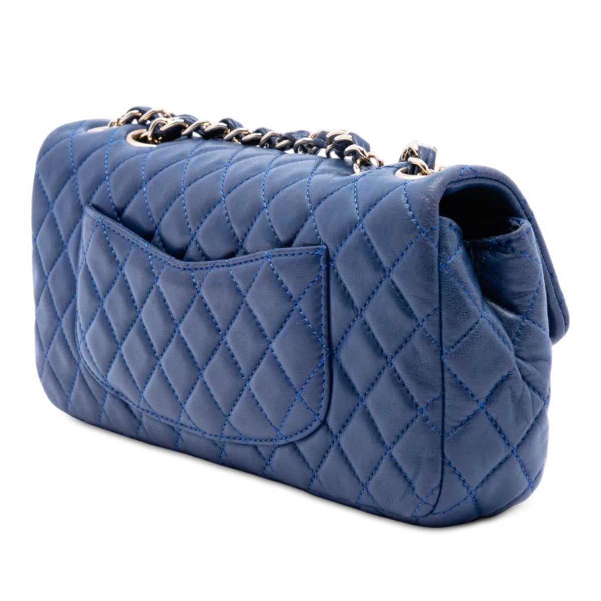 Chanel Quilted Lambskin Valentine Heart Charms East West Flap — Blue
