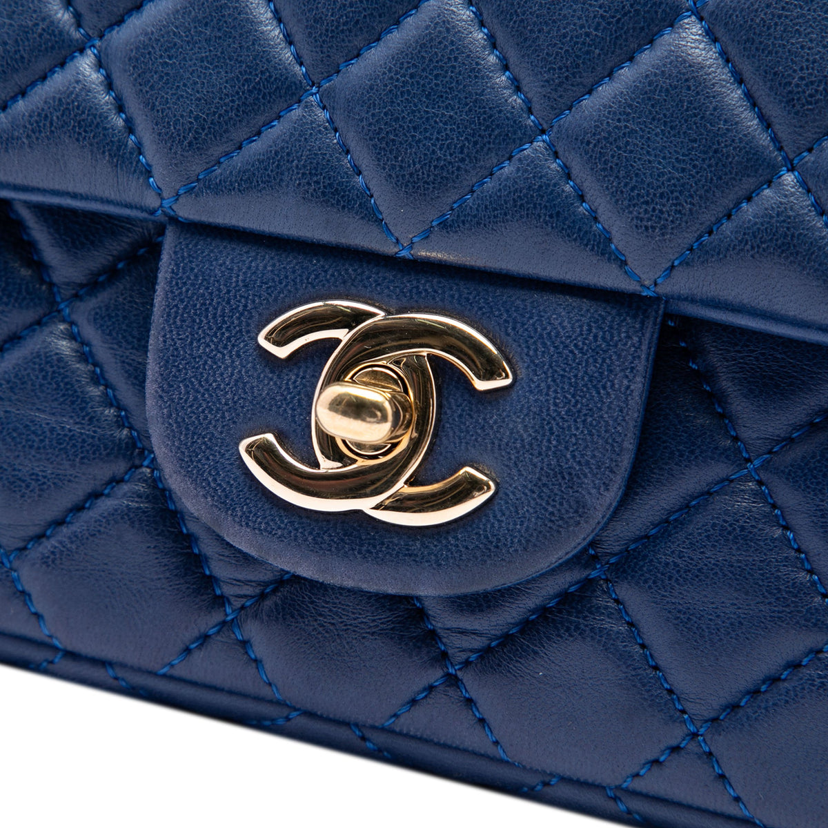 Chanel Quilted Lambskin Valentine Heart Charms East West Flap — Blue