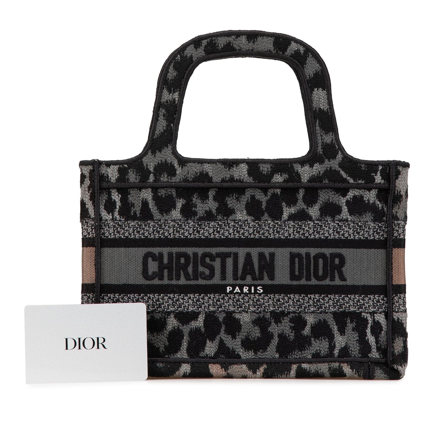 Dior Mizza Mini Embroidered Canvas Leopard Book Tote