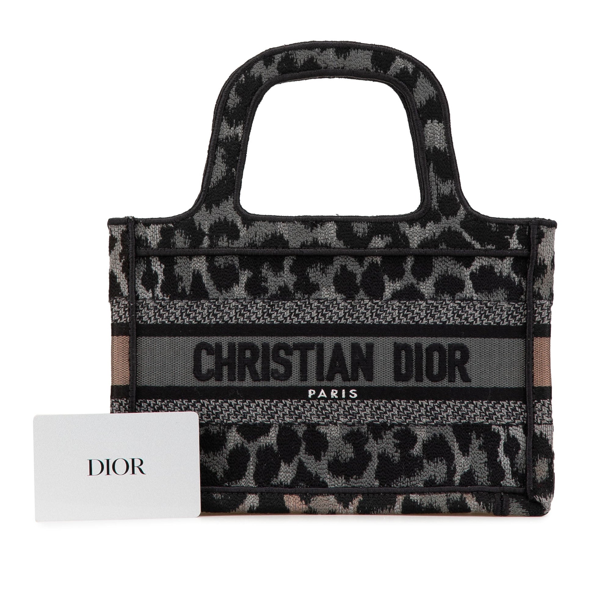 Dior Mizza Mini Embroidered Canvas Leopard Book Tote