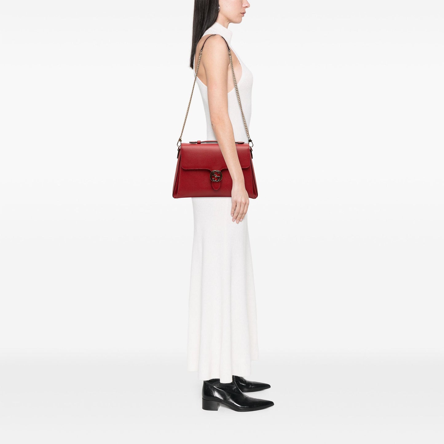 Gucci Medium Dollar Calf Interlocking G Satchel