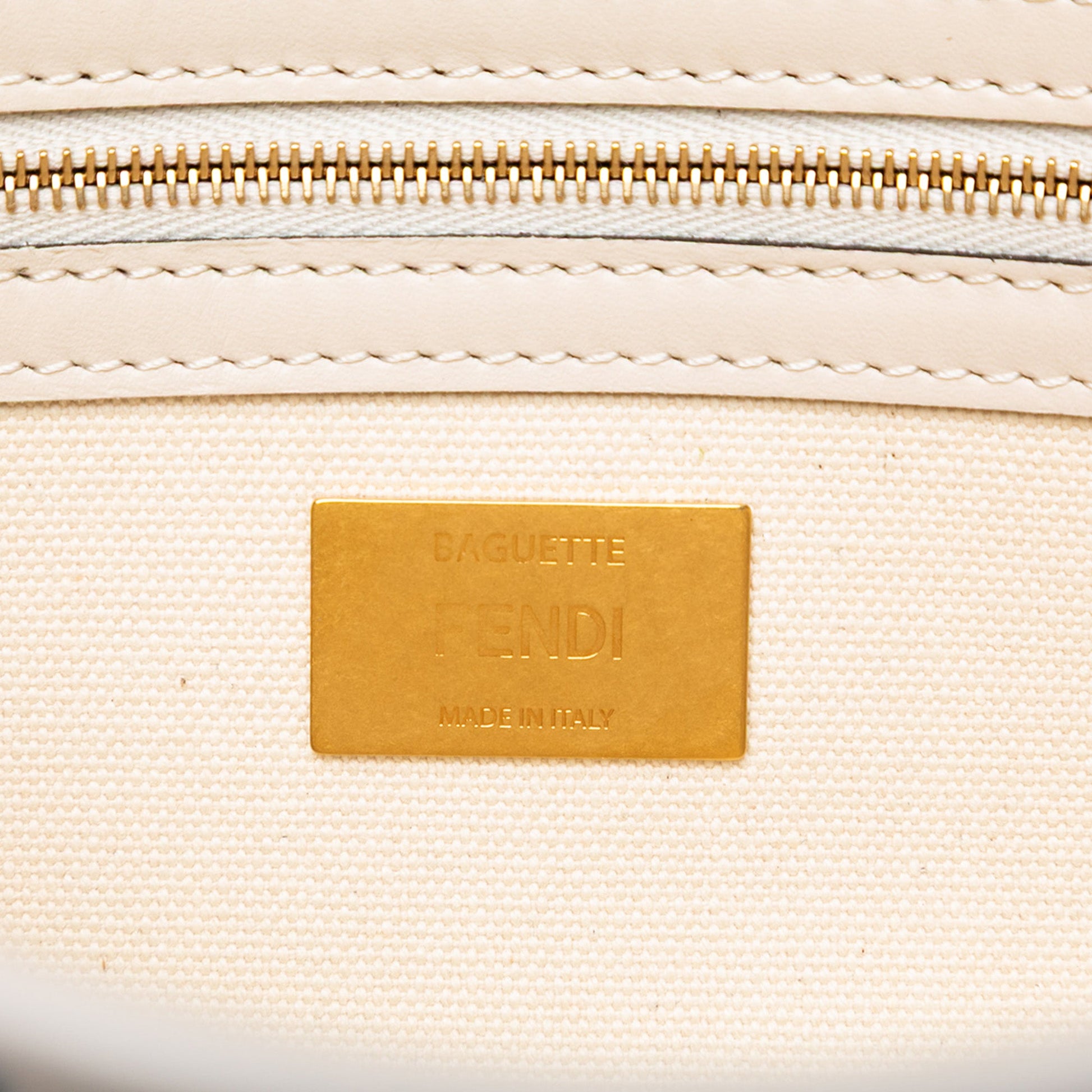 Fendi Zucca Embroidered Canvas Baguette Satchel