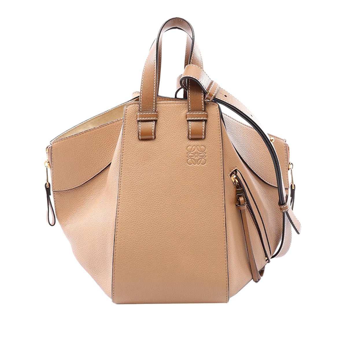 LOEWE Small Leather Hammock Bag — Beige