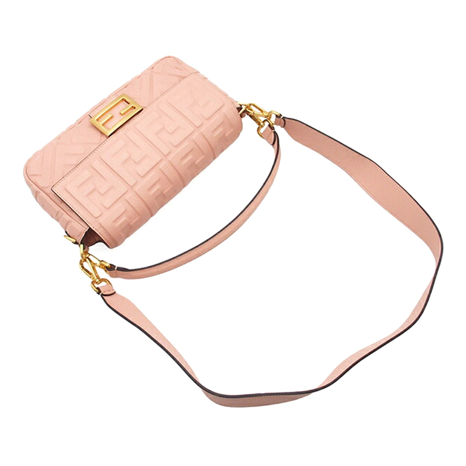Fendi Zucca Embossed Leather Baguette Satchel
