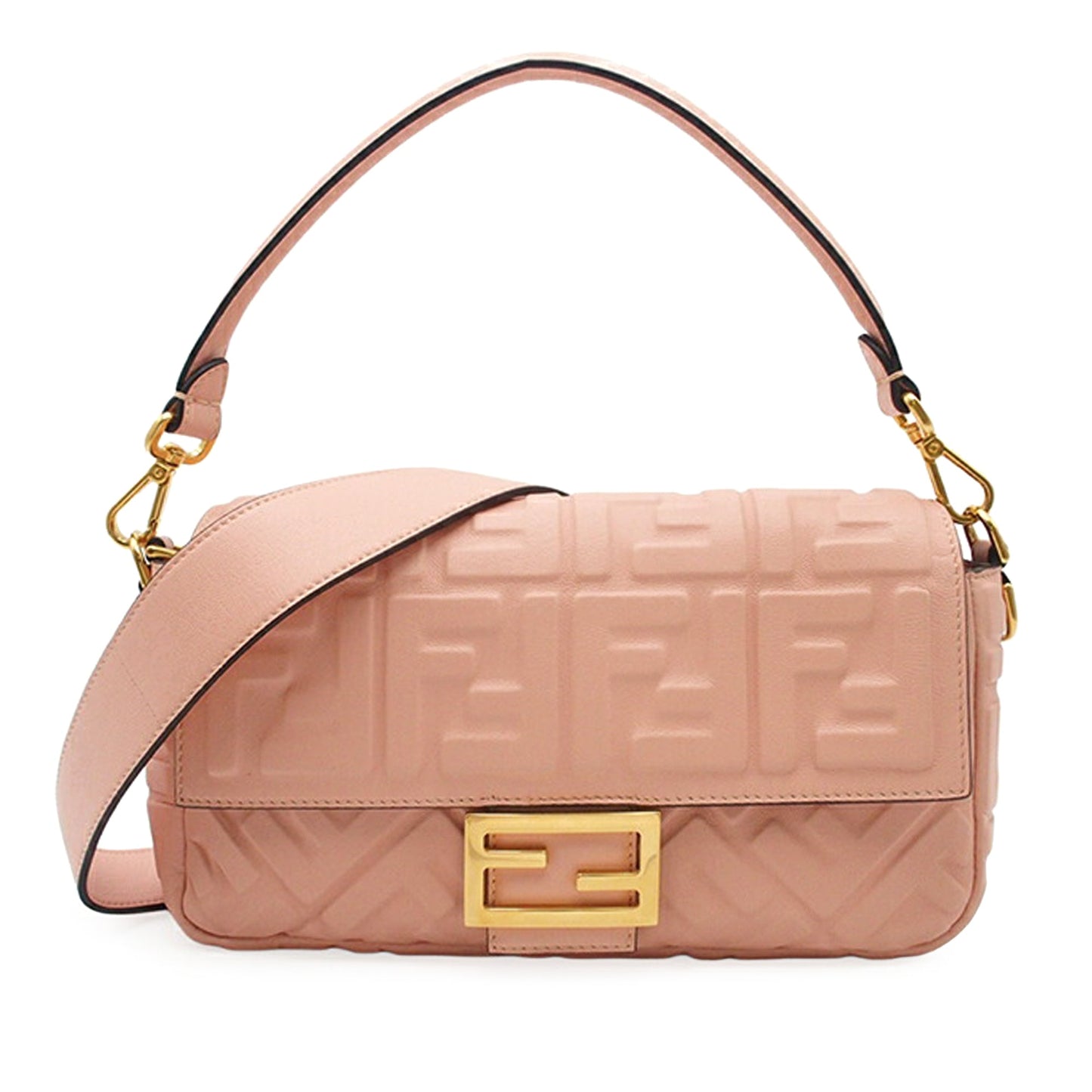 Fendi Zucca Embossed Leather Baguette Satchel