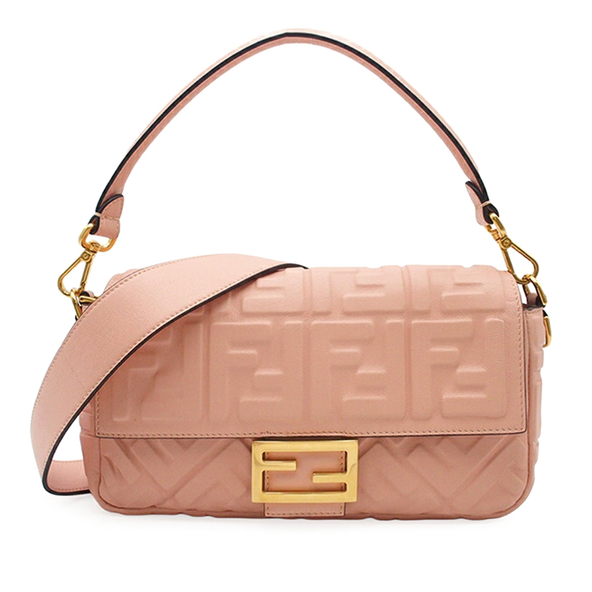 Fendi Zucca Embossed Leather Baguette Satchel