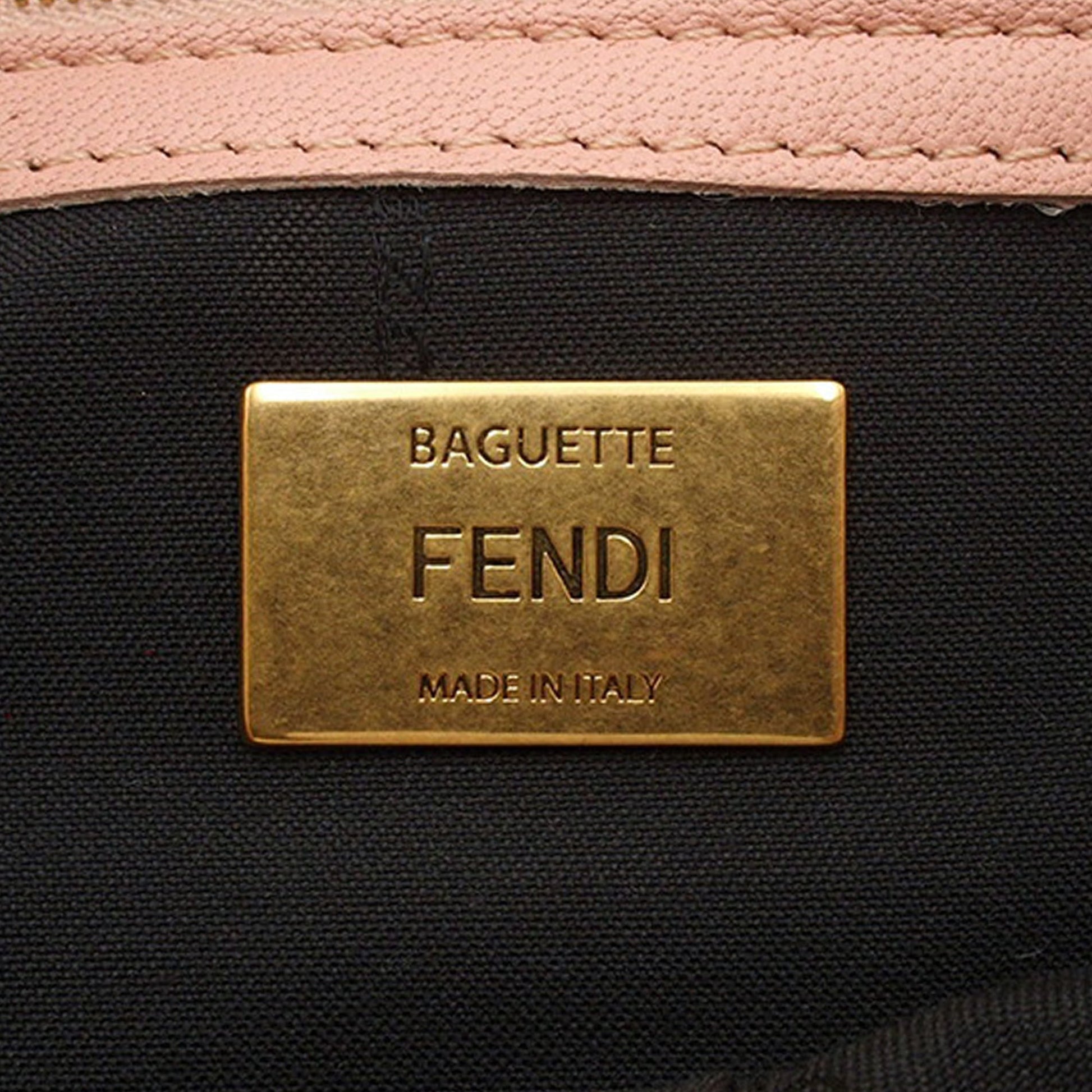Fendi Zucca Embossed Leather Baguette Satchel
