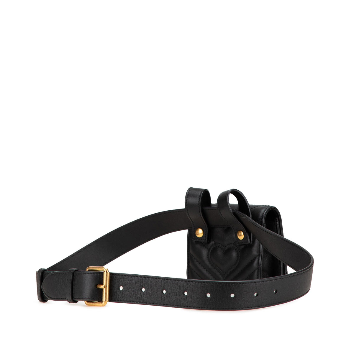 Gucci Mini GG Marmont Matelasse Leather Animal Studs Belt Pouch Bag — Black