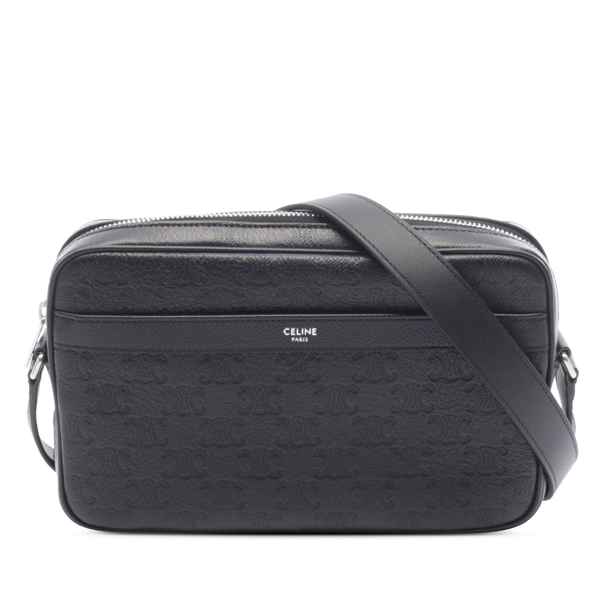 Celine Medium Triomphe Embossed Leather Messenger Bag