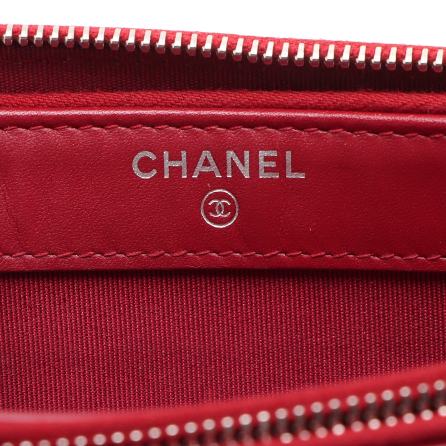 Chanel CC Quilted Patent Double Zip Clutch With Chain
