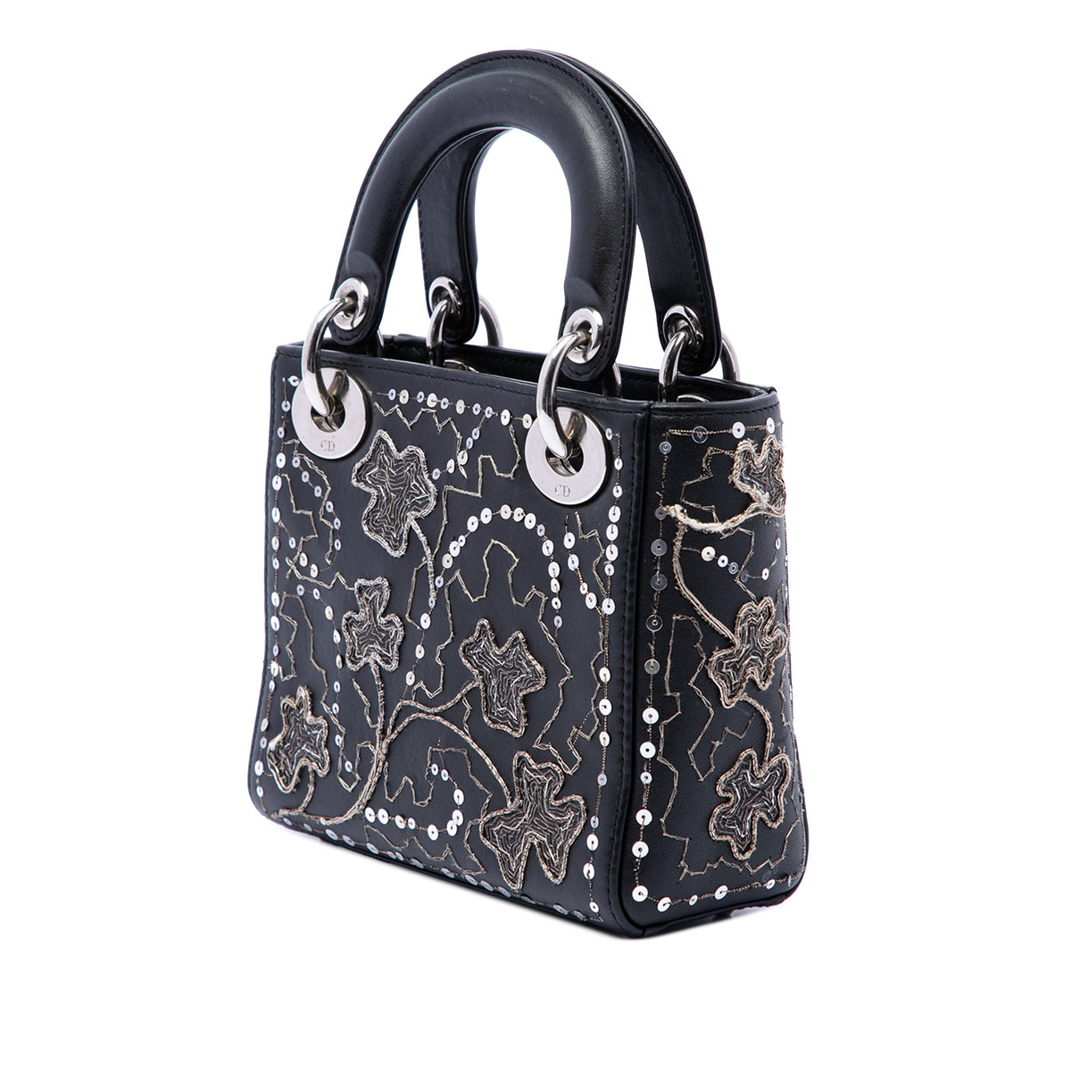 Dior Mini Calfskin Embroidered Clovers Lady Dior