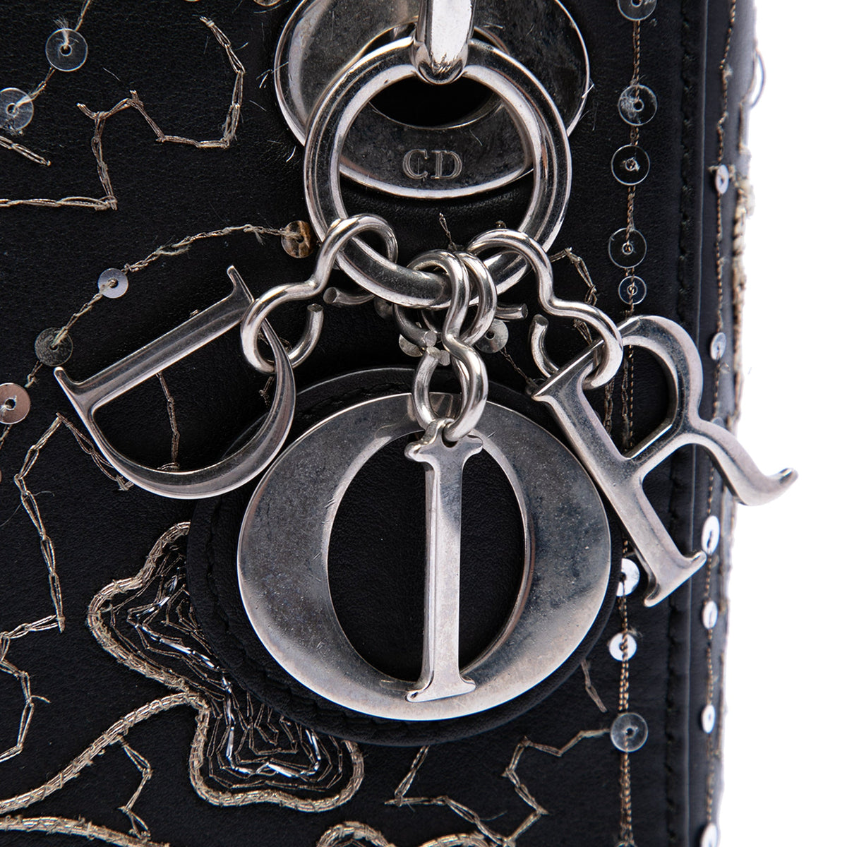 Dior Mini Calfskin Embroidered Clovers Lady Dior