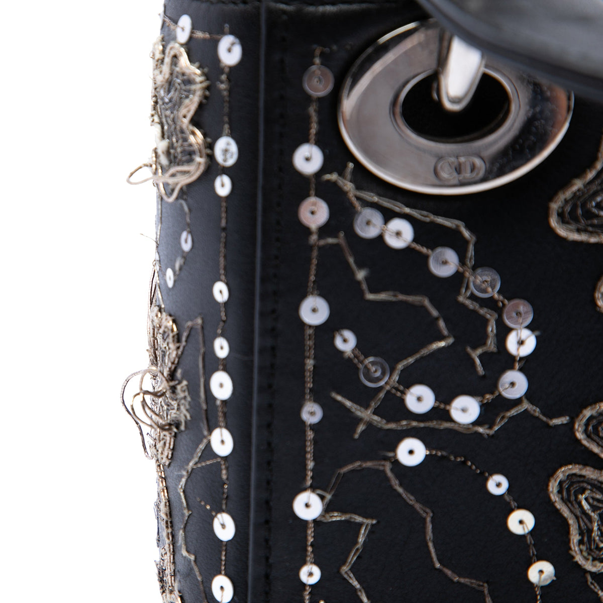 Dior Mini Calfskin Embroidered Clovers Lady Dior