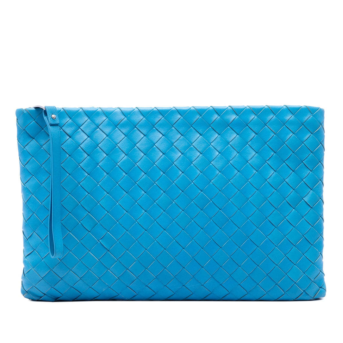 Bottega Veneta Nappa Intrecciato Wristlet Clutch — Blue