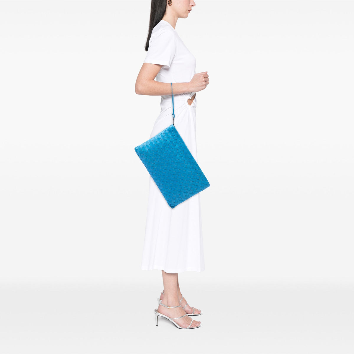 Bottega Veneta Nappa Intrecciato Wristlet Clutch — Blue