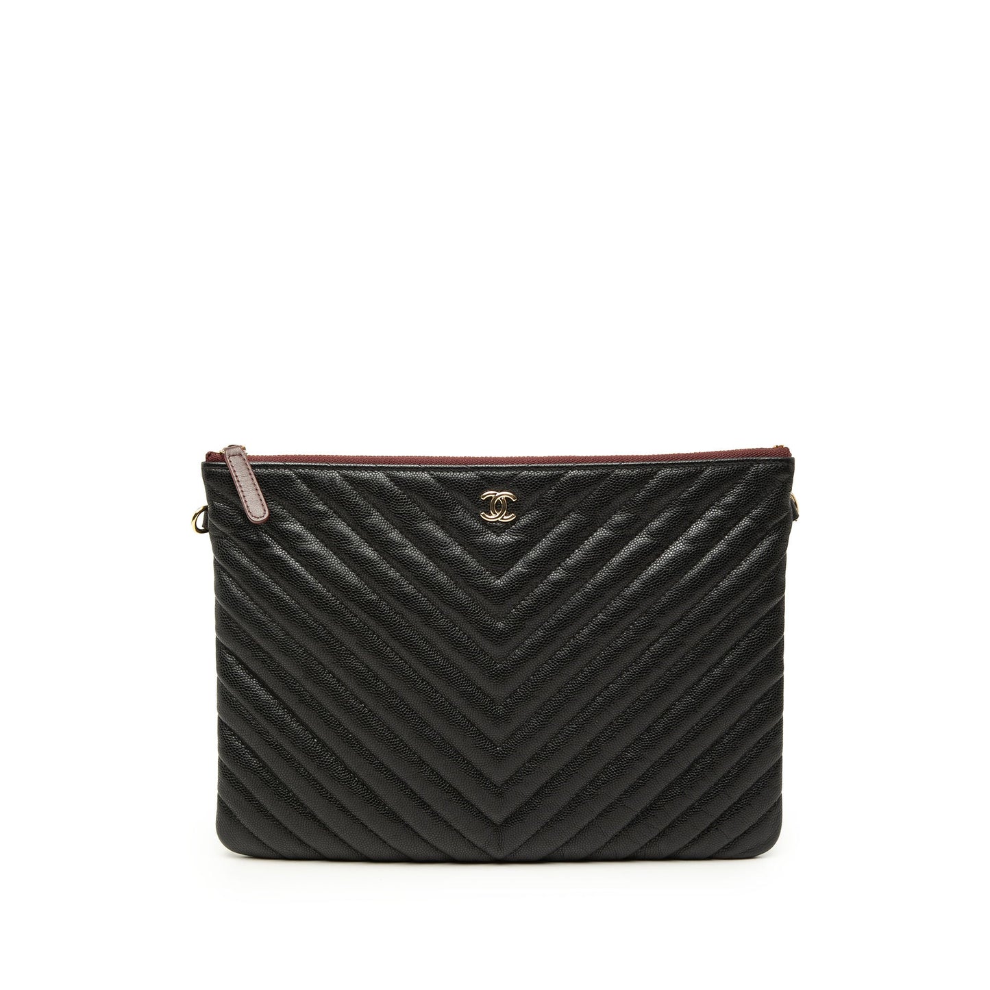Chanel Medium CC Chevron Caviar O Case Clutch