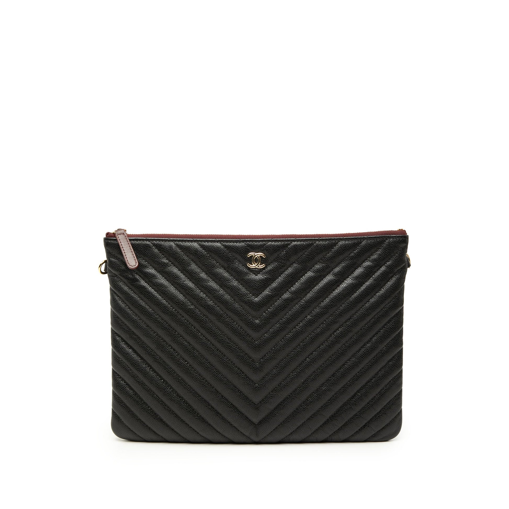 Chanel Medium CC Chevron Caviar O Case Clutch