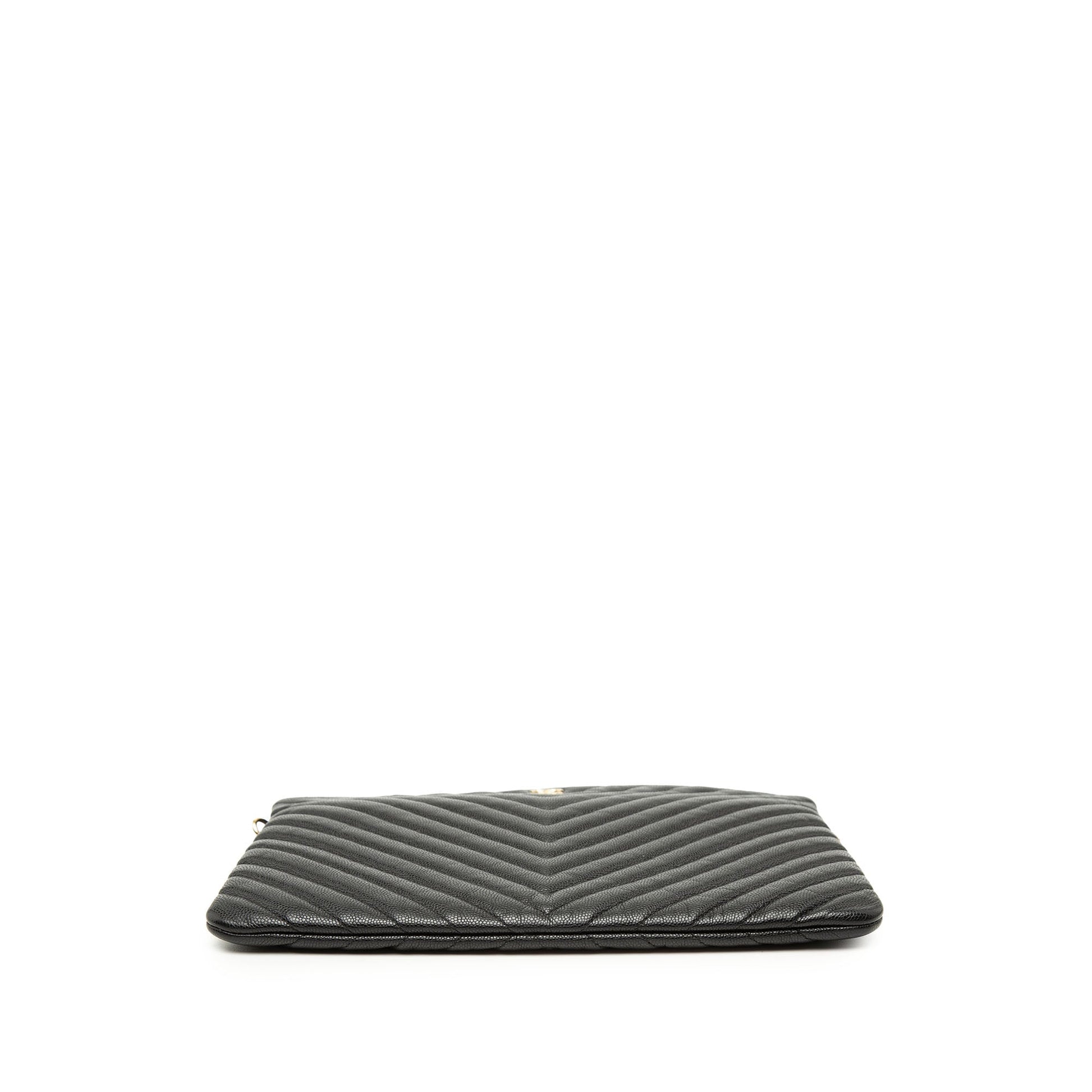 Chanel Medium CC Chevron Caviar O Case Clutch