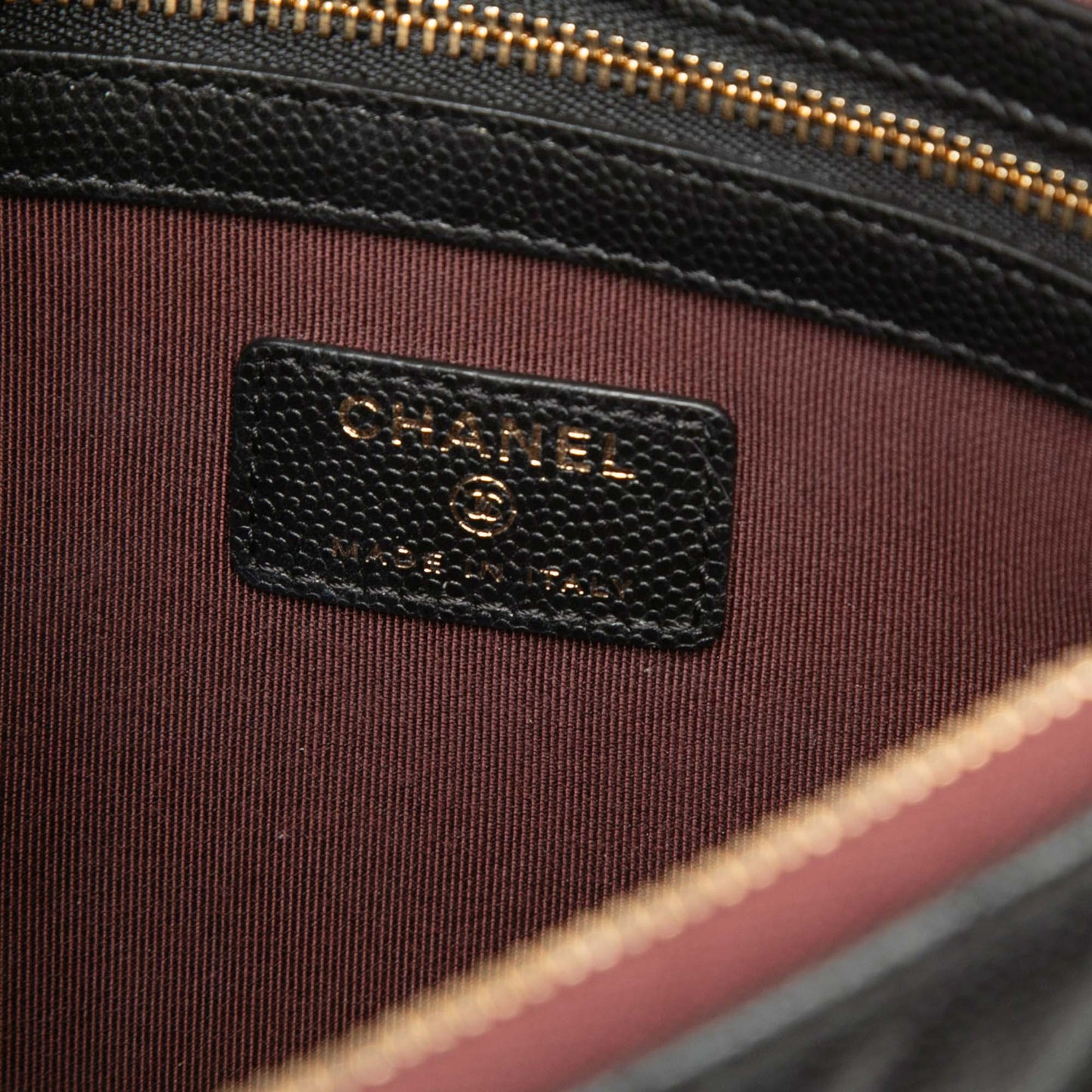 Chanel Medium CC Chevron Caviar O Case Clutch