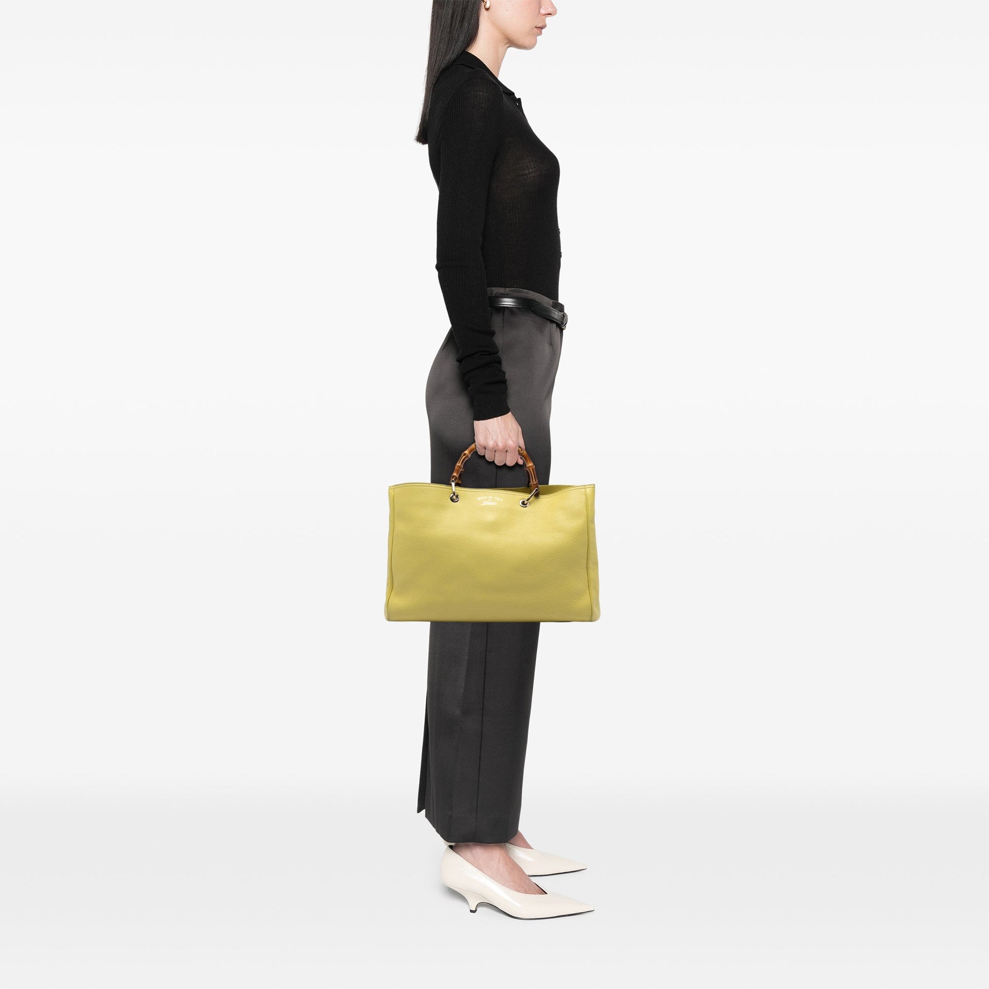 Gucci Large Calfskin Bamboo Shopper Satchel