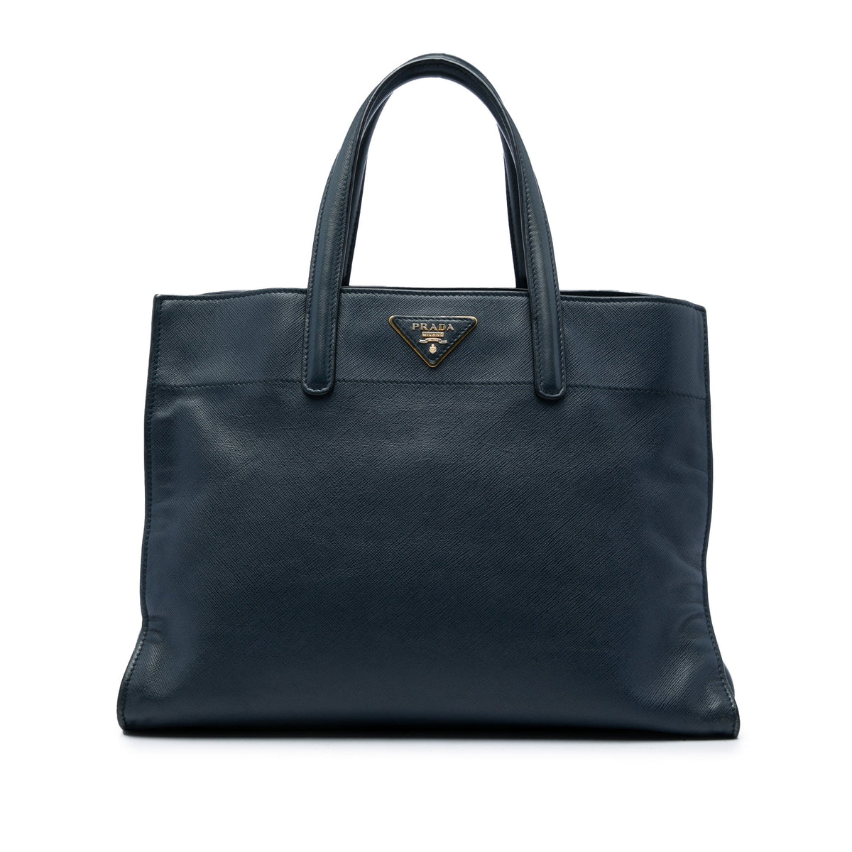 Prada Saffiano Soft Triple Pocket Tote — Blue