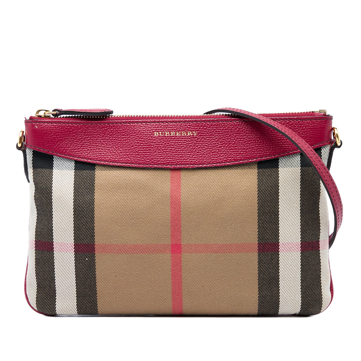 Burberry House Check Canvas Derby Peyton Crossbody — Brown