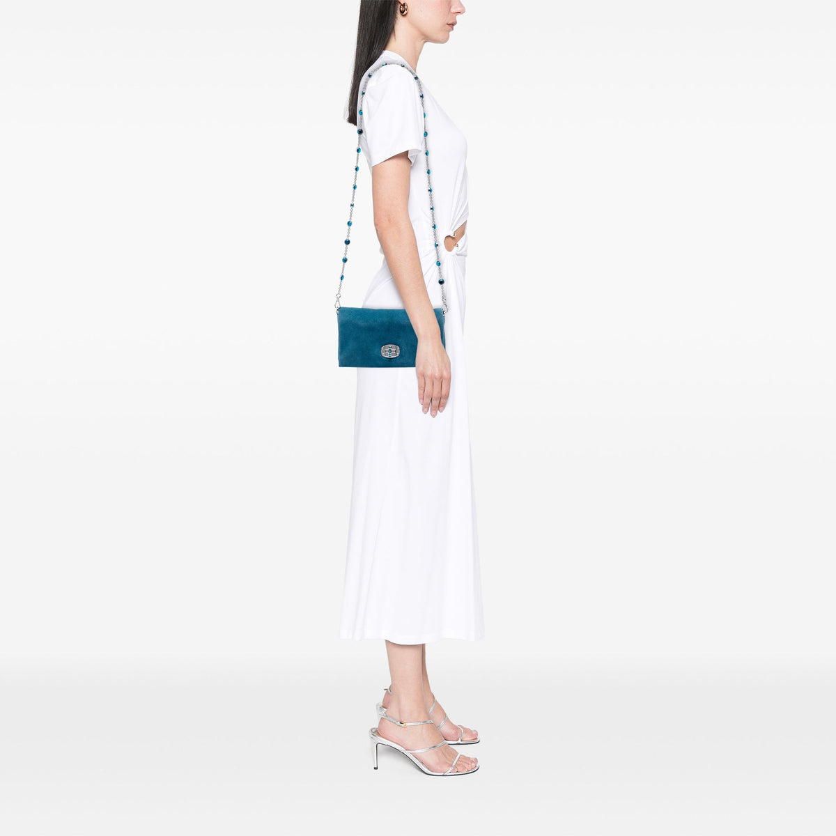 Miu Miu Suede Crystal Chain Satchel