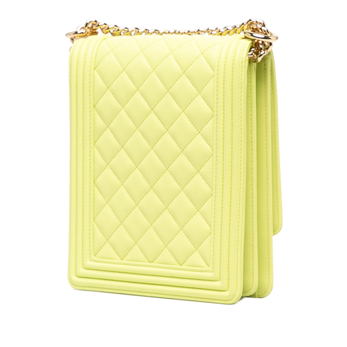 Chanel Quilted Lambskin North South Boy Flap — Green