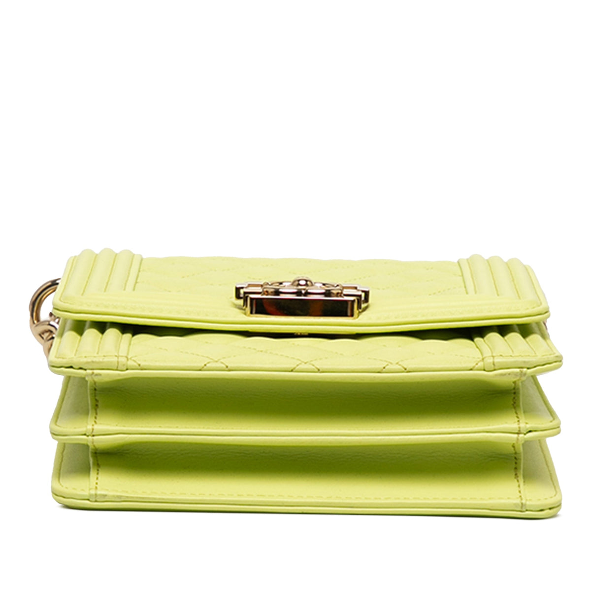 Chanel Quilted Lambskin North South Boy Flap — Green