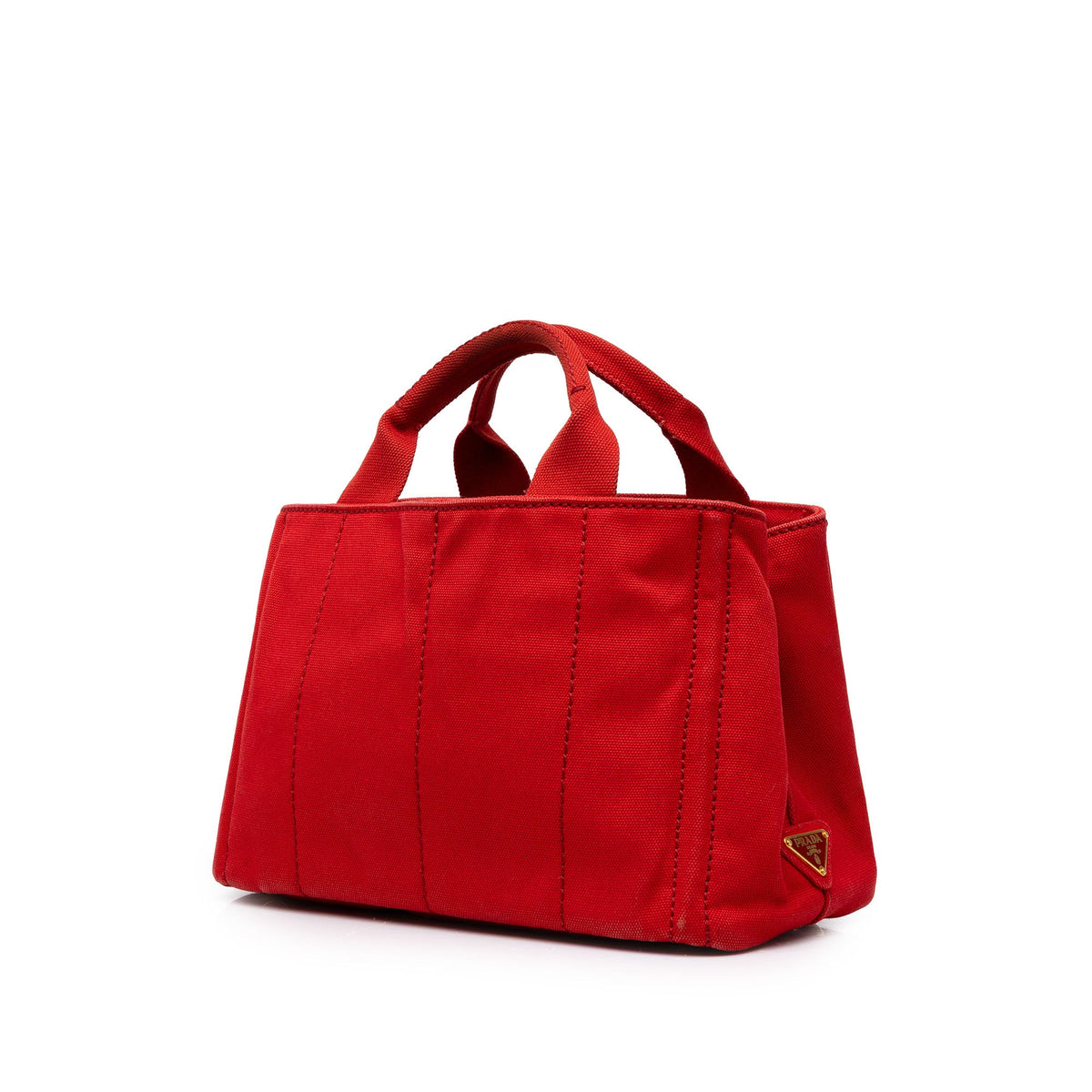 Prada Small Canvas Canapa Logo Tote — Red
