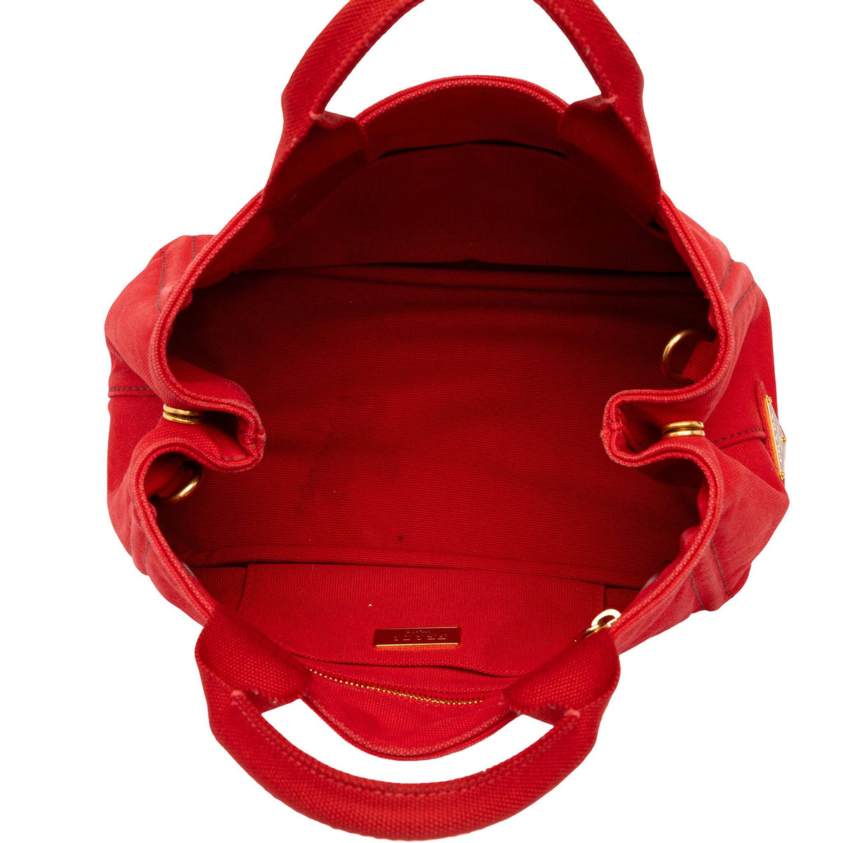 Prada Small Canvas Canapa Logo Tote — Red