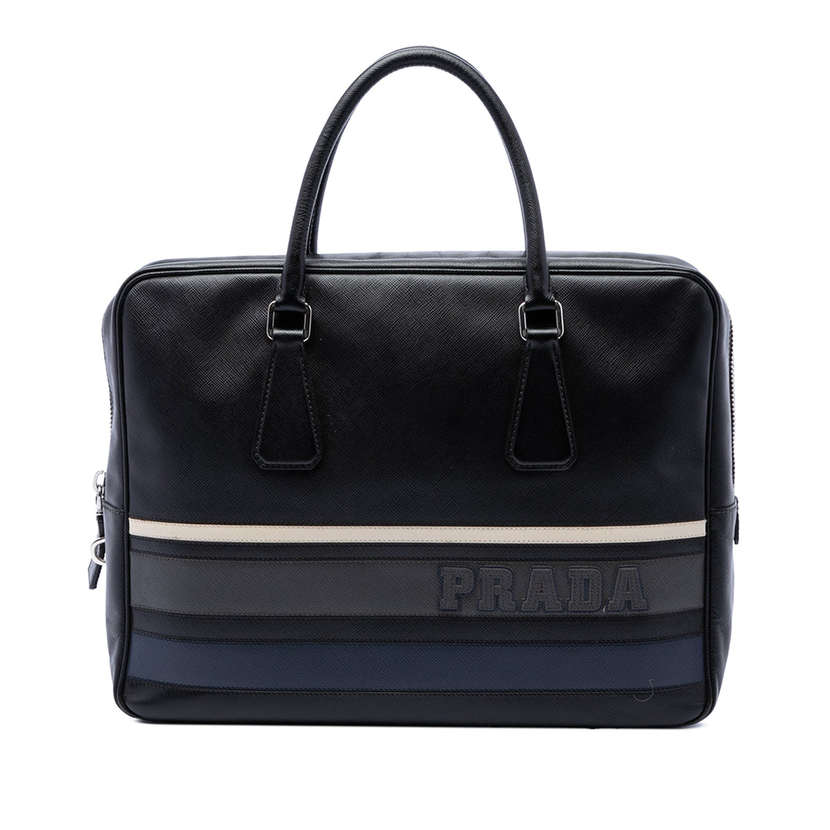 Prada Saffiano Lux Letterman Briefcase — Black